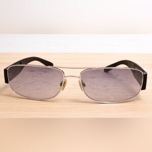 Burberry Aviator Sunglasses Silver Frame Gray Lenses Unisex Authentic w/Case